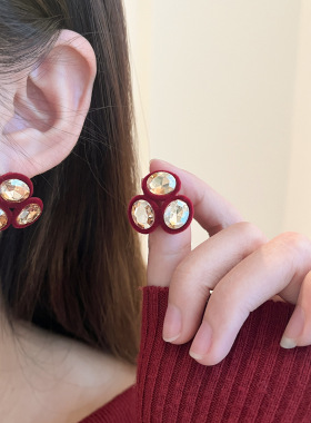 Silver needle oval retro fashion geometric earrings women