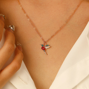 Creative retro design ethnic style hummingbird pendant 项链