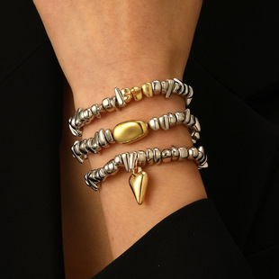 retro irregular heart pendant bracelet woman手链吊坠妙雅