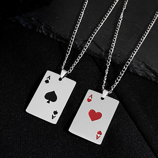 欧美情侣项链 Creative poker Hip Hop necklace pendant couples