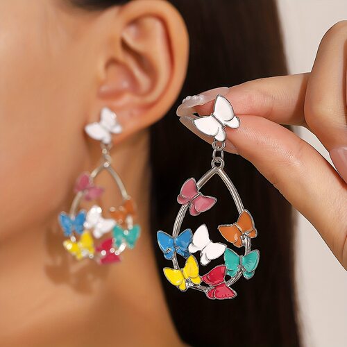 New butterfly fashion colorful water drop earrings for women