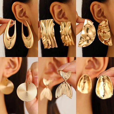 欧美时尚光面金属耳环