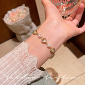 luxury bracelet hollowed retro light pearl out Baroque girls