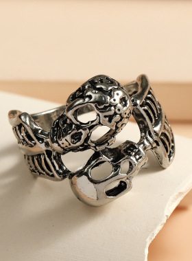 哥特复古做旧骷髅头戒指