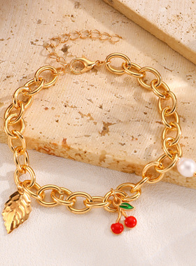 妙雅欧美GoldenLeafRedCh手链