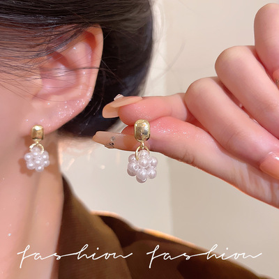 胖迪新款银针米粒珍珠气质耳耳环
