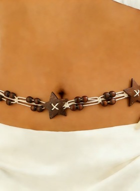 Ethnic style retro waist cinching woven waist chain women