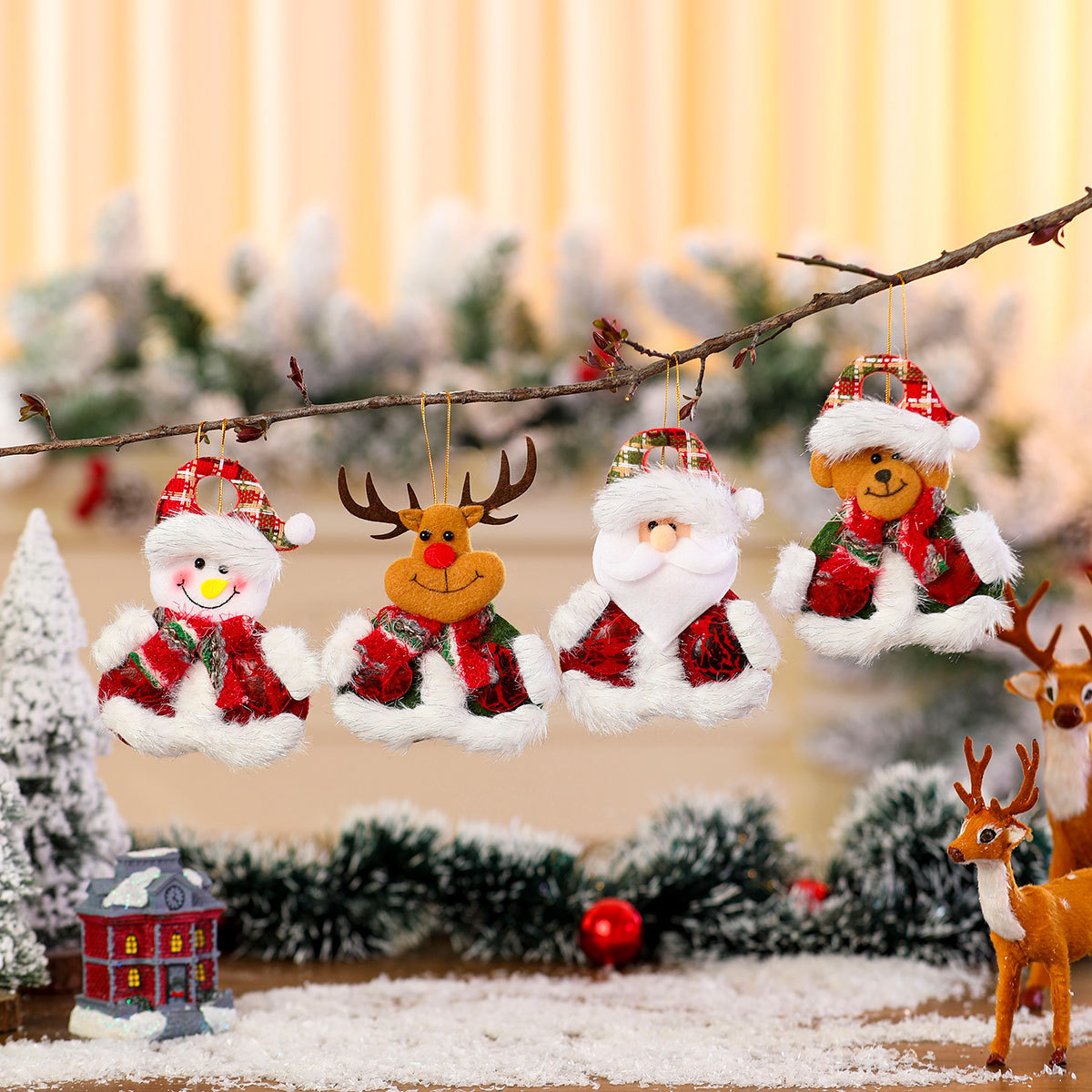 跨境新款彩色小布衣圣诞树装饰品