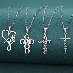 letter crucifix light luxury temperament necklace woman项链