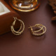 needle metal gold Silver twist personality fashion earrings