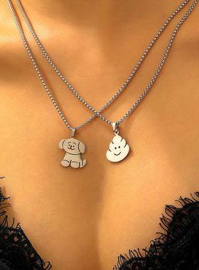 不锈钢搞怪点赞卡通动物项链