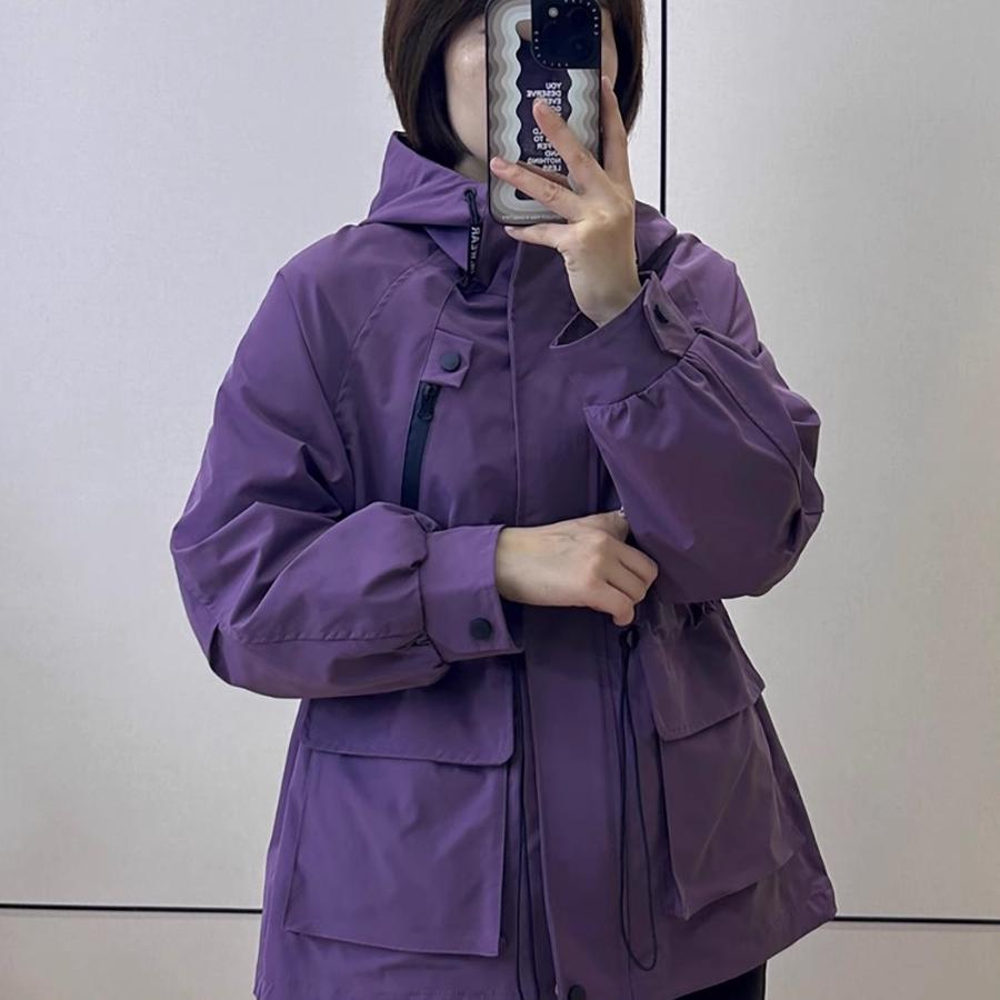 韩版休闲风衣外套女2025春秋新款连帽中长款抽绳显瘦冲锋衣上衣潮