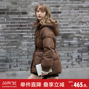 唐狮2026冬款羽绒服女款外套连帽收腰短款羽绒服高级感减龄
