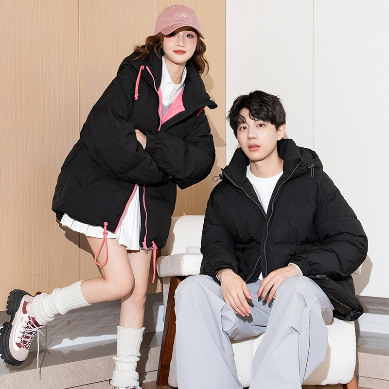 唐狮冬季新款情侣装羽绒服男女连帽撞色拼接短款面包服潮外套,男装,羽绒服,淘宝优惠券,粉丝福利购,淘宝优惠卷