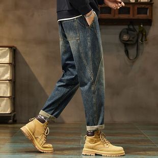 宽松直筒哈伦休闲裤 唐狮2025男士 男秋冬款 牛仔裤 潮牌复古秋冬季