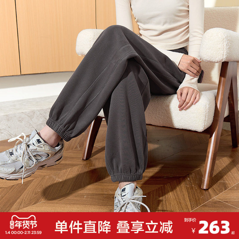 唐狮运动裤女春秋新款宽松高腰休闲裤三针五线灰色束脚卫裤,女装/女士精品,休闲裤,淘宝优惠券,粉丝福利购,淘宝优惠卷