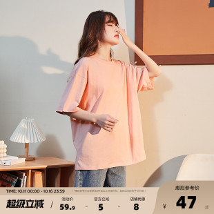 体恤衫 唐狮2025夏季 T恤男女同码 女圆领净色休闲内搭打底短袖 新款