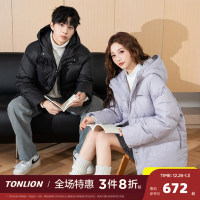 唐狮2025冬季新款情侣羽绒服男女短款连帽面包服韩系休闲厚外套
