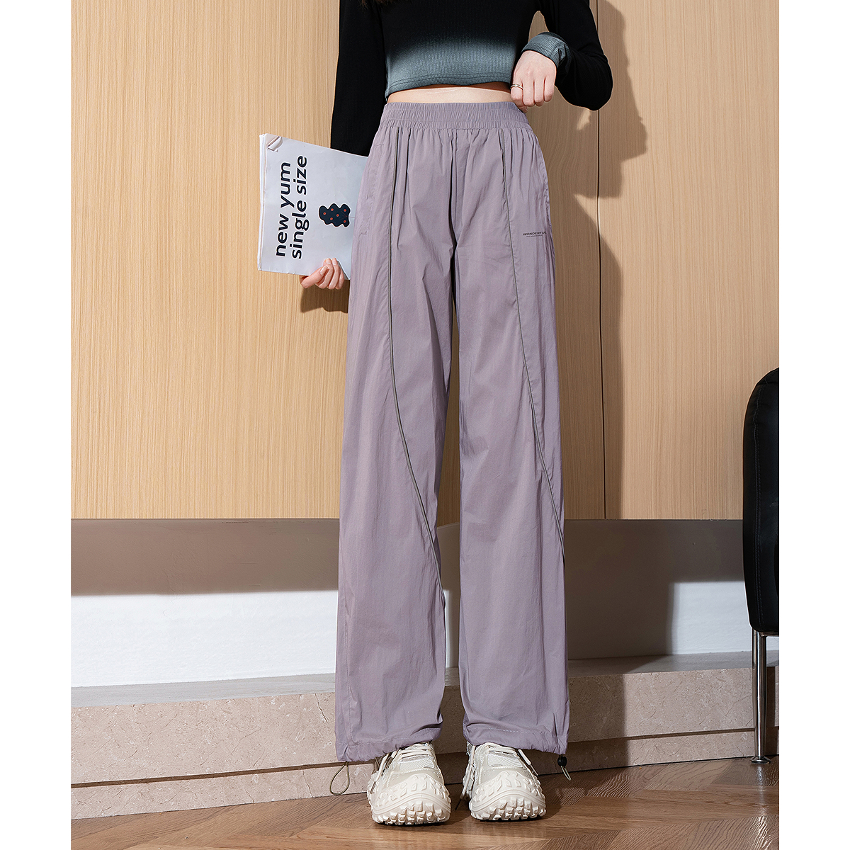 唐狮薄款休闲裤女2025夏季新款直筒裤子宽松bf慵懒风小个子运动裤