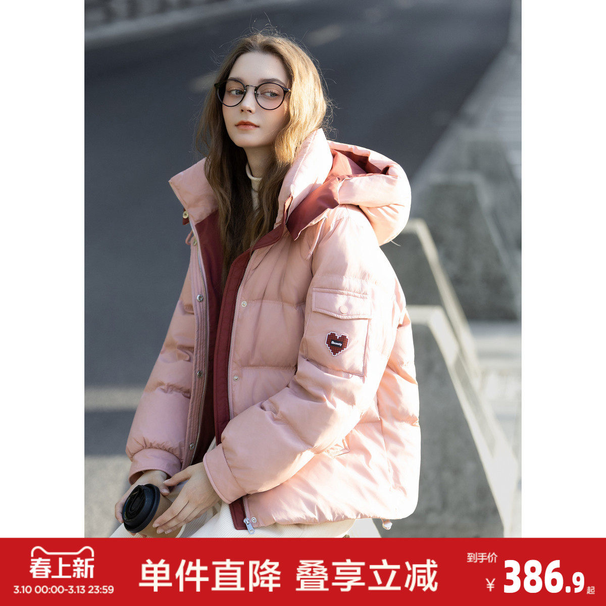 唐狮2026秋冬款羽绒服女连帽短款羽绒外套鸭绒保暖超好看气质