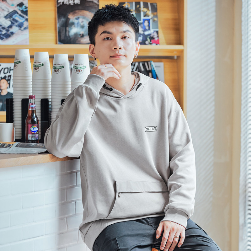 唐狮2024春秋季新款卫衣男士长袖连帽衫户外风黑色高级感上衣潮牌