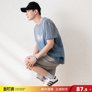 T恤字母印花宽松圆领上衣潮流内搭打底衫 唐狮春夏新款 男短袖