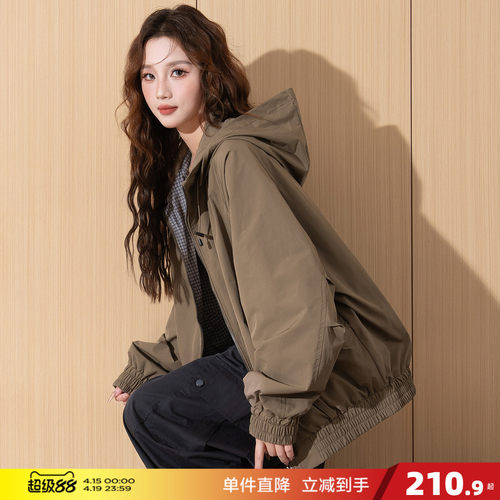 唐狮2026秋冬外套女式连帽双面穿夹克休闲时尚百搭女式上衣高级感