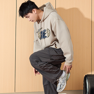 唐狮春秋冬季新款卫衣男连帽套头涂鸦青少年秋装潮牌帽衫外套