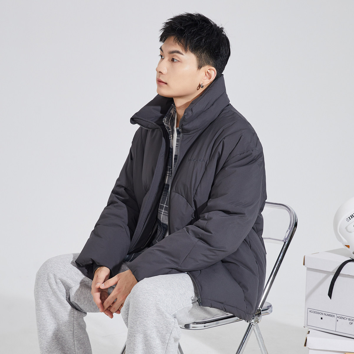 唐狮2024冬季新款棉衣男款立领宽松休闲棉服保暖防寒冬装外套黑色