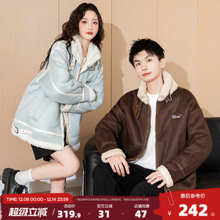 唐狮冬季 仿羊羔绒夹克外套 情侣外套仿麂皮绒保暖厚外套男女情侣装
