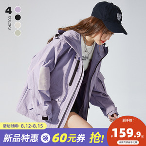 唐狮2023年秋季新款工装女休闲冲锋少年上衣宽松连帽外套女春秋K