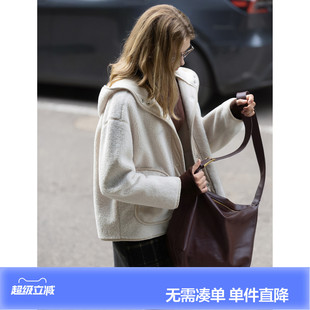 唐狮秋冬新款羊羔绒外套女短款高级感韩系宽松连帽仿麂皮绒外套女