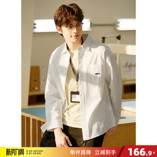 新款 外套纯棉上衣冷淡系衬衣男士 长袖 男白色时尚 衬衫 唐狮2026春季
