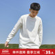 新款 长袖 T恤男生纯色上装 唐狮春季 衣服白色圆领纯棉内搭打底衫 潮t