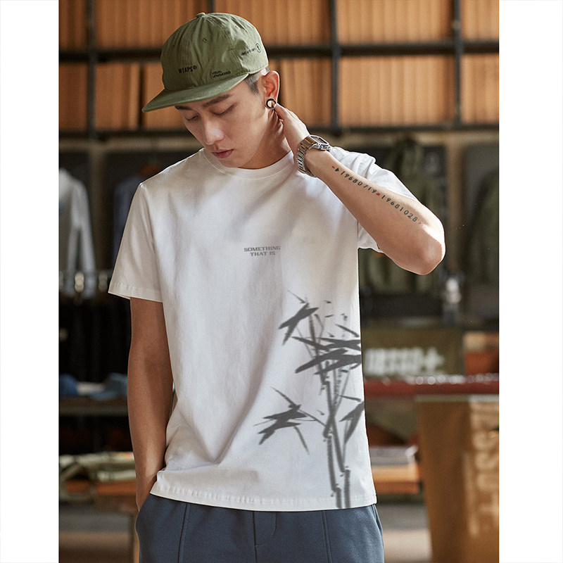 唐狮2024中国风夏季新款短袖T恤男国潮新中式圆领纯棉半袖上衣