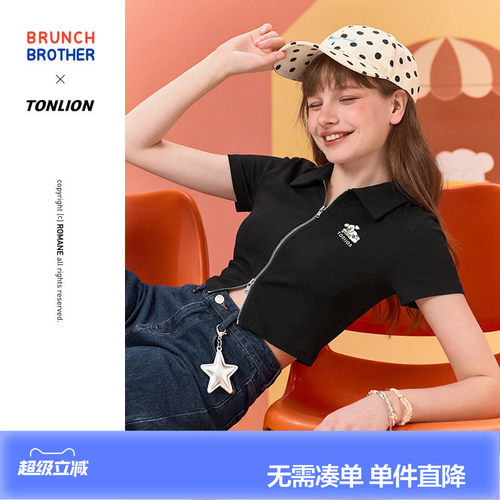【Brunch Brother联名】唐狮短袖polo衫女2026夏季设计感独特时尚