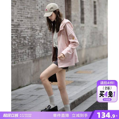 唐狮2026秋冬季外套女连帽净色简约风摇粒绒短款保暖外套设计百搭