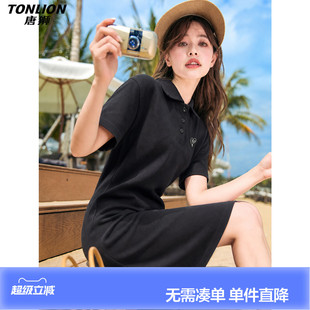 唐狮2026新款夏季连衣裙女POLO领设计感韩系早春穿搭黑色短裙