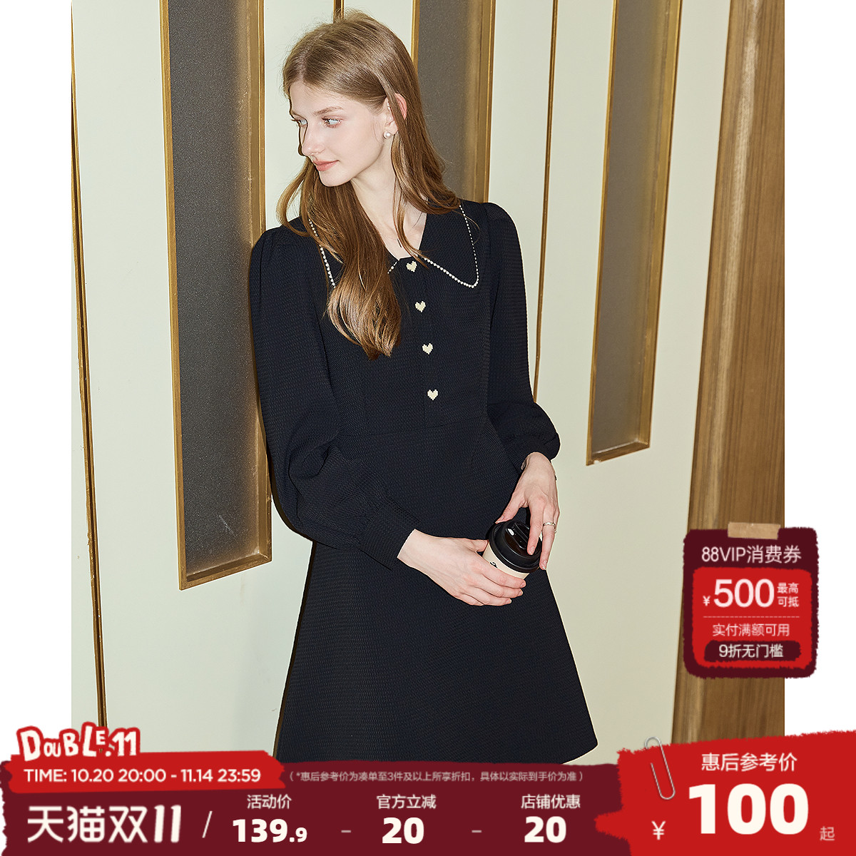 唐狮女装2025年开春穿搭高级感黑色连衣裙女春季新款小个子裙子