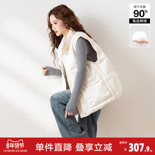 唐狮黑白色羽绒马甲背心女外穿新款冬季超好看立领羽绒服jt