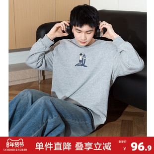 Radiohead春季新款圆领卫衣男灰色宽松印花百搭上衣潮牌大码