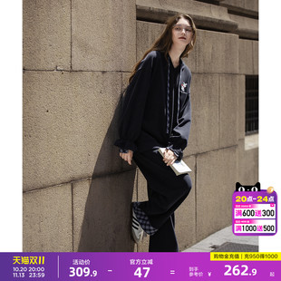 唐狮2026秋冬季女套装两件套卫衣女连帽v领印花裤子套装好看