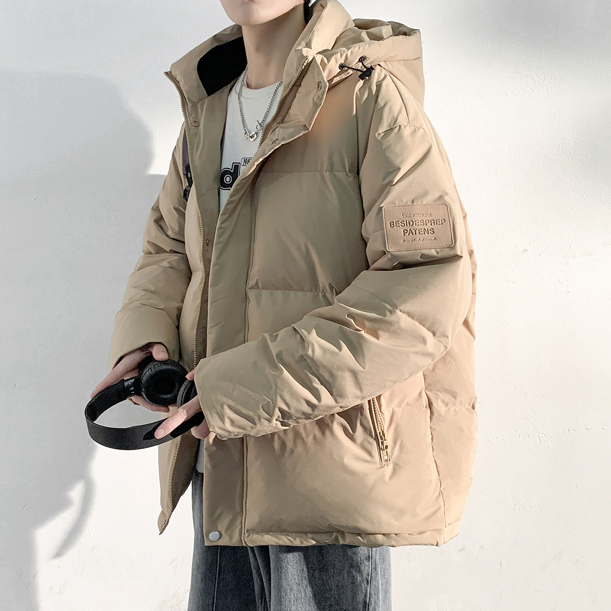 唐狮冬季新款羽绒服男连帽短款加厚保暖外套韩版青少年面包服时尚