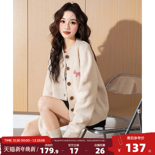 小个子毛线衫 女毛衣软糯开衫 卡通小狗甜美舒适 新款 唐狮2025年秋季