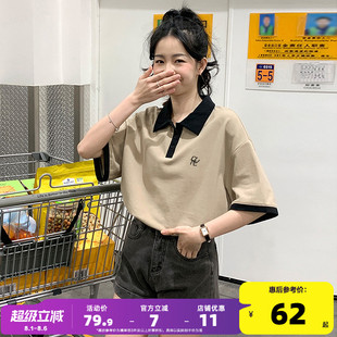 设计感小众宽松打底t恤潮流上衣 唐狮新款 短袖 polo衫 女春夏季