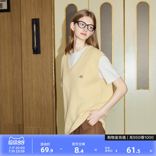 唐狮春秋款马甲针织衫女清新学院风休闲甜美百搭套头上衣叠穿背心