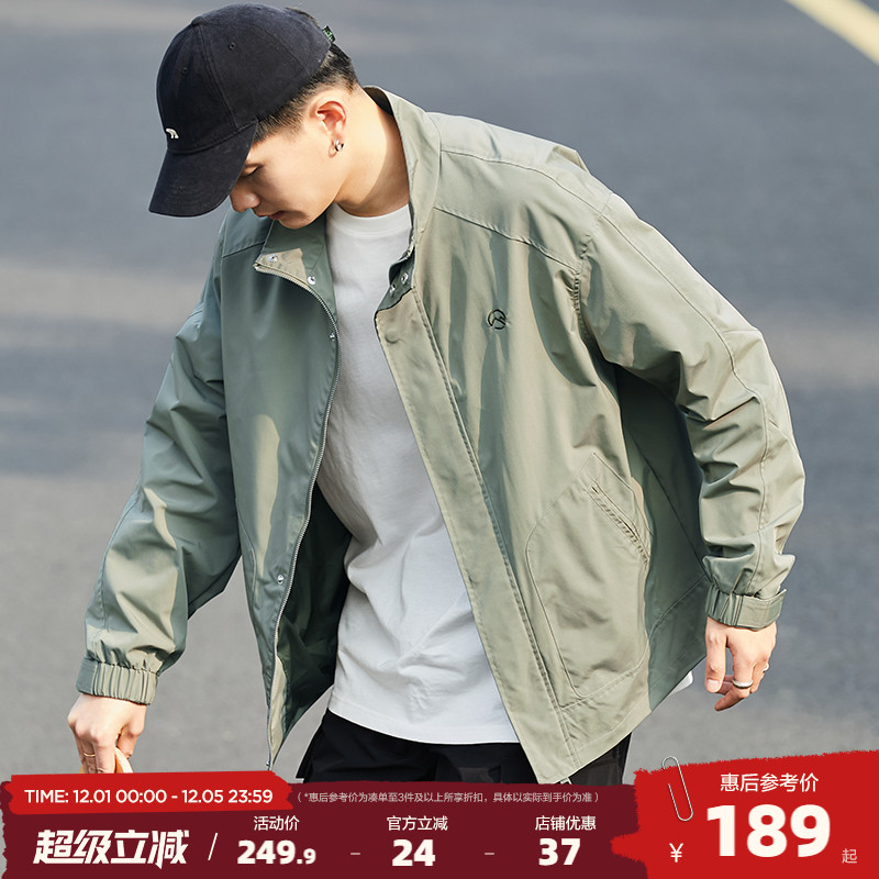 唐狮春秋季新款夹克外套男飞行夹克立领休闲宽松秋短款教练服潮流