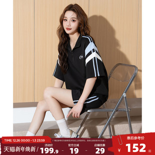 套装 唐狮休闲运动风套装 T恤短裤 短袖 休闲卫衣穿搭一整套g5 女夏季