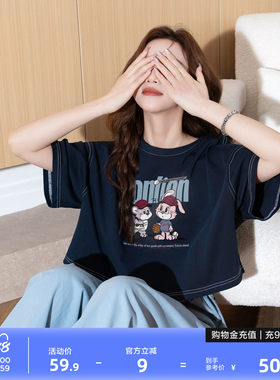 唐狮夏季女新款短袖T恤纯棉休闲设计感时尚小个子百搭好看韩系