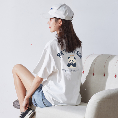 唐狮白色短袖女T恤夏装2025新款上衣女设计感小众甜美圆领体恤pc